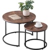 image:imageVEVOR Nesting Coffee Table Set of 2 236 in Round Coffee Table Glass Nesting Tables for Small Place Modern End Side Tables Night Stand with Metal Frame for Living Room Bedroom Balcony OfficeBrown