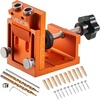 image:imageVEVOR Pocket Hole Jig Kit 34 Pcs Pocket Hole Jig System with 11 Cclamp Fixture Step Drills Wrenches Drill Stop Rings Square Drive Bits Toolbox Adjustable for DIY Carpentry ProjectsOrange