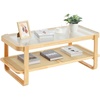 image:imageVEVOR Rattan Coffee Table Rectangle PE Rattan Woven Wood Coffee Table with MDF Top 32Inch Modern Boho Style Storage Table with Retro Metal Hinges for Living Room Bedroom amp Small Spaces45InchGlass