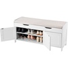 image:imageVEVOR Rattan Shoe Storage Bench Entryway Bench with 2 Flip Drawers Holds up to 300 lbs with 4 Compartments and 2 Rattan Doors 394 x 118 x 209 Inches for Hallway Living Room Bedroom3 Barn Doors
