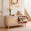 image:imageVEVOR Rattan Shoe Storage Bench Entryway Bench with 2 Flip Drawers Holds up to 300 lbs with 4 Compartments and 2 Rattan Doors 394 x 118 x 209 Inches for Hallway Living Room Bedroom2 Rattan Doors
