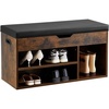 image:imageVEVOR Rattan Shoe Storage Bench Entryway Bench with 2 Flip Drawers Holds up to 300 lbs with 4 Compartments and 2 Rattan Doors 394 x 118 x 209 Inches for Hallway Living Room BedroomHidden storage