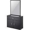 image:imageVEVOR Salon Storage Cabinet Wall Mounted Barber Salon Station for Hair Stylist Hair Stylist Station Set with 3 Sleeves A Mirror DoubleDoor Cabinet and A Drawer Black