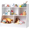 image:imageVEVOR Toy Storage Organizer Wooden Kids Bookshelf with Storage Toy Storage Cabinet with 2 Mobile Drawers Kids Storage Organizer for Bedroom Nursery Living Room Entryway Preschool White5cubby With Bookshelf