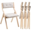 image:imageVEVOR Wooden Folding Chairs with Cushion Set of 4 Portable Foldable Cushion Chair with Wooden Frame Modern Padded Dining Chair for Kitchen Office Wedding Party Dining Room Easy Assembly Beige