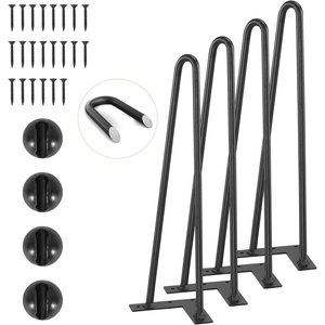 image:imageVEVOR 16 Hairpin Furniture Legs Metal Home DIY Projects for Nightstand Coffee Table Desk 500lbs Load Capacity with Rubber Floor Protectors Metal Heavy Duty Sturdy Modern Table Legs 4PCS BlackHairpin2 rods solid