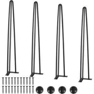 image:imageVEVOR 16 Hairpin Furniture Legs Metal Home DIY Projects for Nightstand Coffee Table Desk 500lbs Load Capacity with Rubber Floor Protectors Metal Heavy Duty Sturdy Modern Table Legs 4PCS BlackHairpin3 rods solid