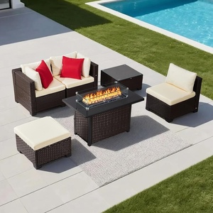 image:imageVEVOR 2025 Upgraded 6Piece Wicker Patio Furniture Set with Protective Glides NonScratch Pads High Back Outdoor Sofa AllWeather Wicker Patio Conversation Set for Deck Yard Pool