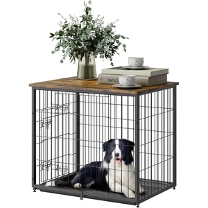 image:imageVEVOR 27 Dog Crate Furniture With Double Doors 2in1 Decorative Wooden Kennel End Table Removable Tray Holds up to 30 lbs for Small Medium Dogs  Brown