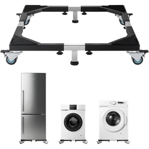 image:imageVEVOR All Stainless Steel Washing Machine Dolly Cart 1200lbs Heavy Duty Furniture Dolly Adjustable Fridge Stand Base with 4 Lockble Twin Wheels and 2 Strong Feet for Washer Refrigerator and Dryer23in366in