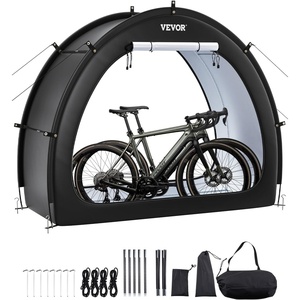 image:imageVEVOR Bike Storage Tent 5 Bikes Outdoor Spacious Bike Storage Tent with Ventilated Window Waterproof FanShaped Bike Tent with High Strength Fiberglass amp Dual Zippers Fit for BicycleBlack Curved top  XXXL for 56 Bikes w 2 Doors
