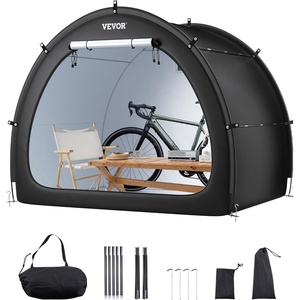 image:imageVEVOR Bike Storage Tent 5 Bikes Outdoor Spacious Bike Storage Tent with Ventilated Window Waterproof FanShaped Bike Tent with High Strength Fiberglass amp Dual Zippers Fit for BicycleBlack Cabinshaped  XXL for 45 Bikes w 2 Doors