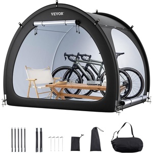 image:imageVEVOR Bike Storage Tent 5 Bikes Outdoor Spacious Bike Storage Tent with Ventilated Window Waterproof FanShaped Bike Tent with High Strength Fiberglass amp Dual Zippers Fit for BicycleBlack Curved top  XL for 34 Bikes