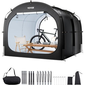 image:imageVEVOR Bike Tent 4 to 5 Bikes Outdoor Spacious Bike Storage Tent with Ventilated Window Waterproof FanShaped Bike Tent with High Strength Fiberglass amp Double Door Fit for BicycleBlack Cabinshaped  XXL for 45 Bikes