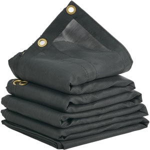 image:imageVEVOR Dump Truck Mesh Tarp 7 x 22 ft PVC Coated Black Heavy Duty Cover with 55 18oz Double Pocket Brass Grommets Reinforced Double Needle Stitch Webbing Fits Manual or Electric Dump Truck System7 x 22