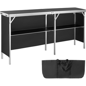image:imageVEVOR Folding Portable Bar Table Tradeshow Podium Table for Indoor Outdoor Party Picnic Exhibition Includes Carrying Case Storage Shelf and Black Skirt 3839 x 1516 x 34257795 INCH