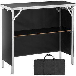 image:imageVEVOR Folding Portable Bar Table Tradeshow Podium Table for Indoor Outdoor Party Picnic Exhibition Includes Carrying Case Storage Shelf and Black Skirt 3839 x 1516 x 34253839 INCH