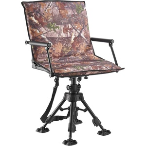 image:imageVEVOR Hunting Chair 360 Silent Swivel Foldable Portable Blind Chair HeavyDuty Steel Frame Ground Stool Seat with AntiSink Swivel Feet Height Adjustable 350 Lbs Capacity for Fishing CampingCamouflage Seat Cover
