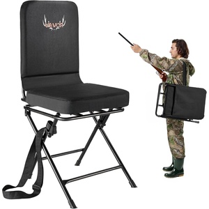 image:imageVEVOR Hunting Chair 360 Silent Swivel Foldable Portable Blind Chair HeavyDuty Steel Frame Ground Stool Seat with AntiSink Swivel Feet Height Adjustable 350 Lbs Capacity for Fishing CampingThickened Seat Cushion
