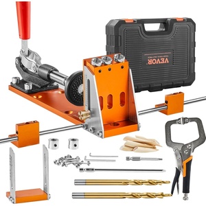 image:imageVEVOR Pocket Hole Jig 56 Pcs Mini Jig Pocket Hole System with 9 Cclamp Step Drill Wrench Drill Stop Ring Square Drive Bit and Screws for DIY Carpentry ProjectsUltra