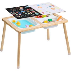 image:imageVEVOR Sensory Table for Toddlers Kids Activity with 3 Foldable Storage Bins amp DoubleSided Board IndoorOutdoor Play Sand and Water Table Wooden Kids Sensory for Drawing StudyingStorage BinsOrdinary