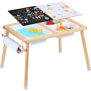 image:imageVEVOR Sensory Table for Toddlers Kids Activity with 3 Foldable Storage Bins amp DoubleSided Board IndoorOutdoor Play Sand and Water Table Wooden Kids Sensory for Drawing StudyingPaper Roll HolderOrdinary