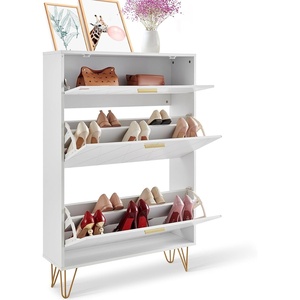 image:imageVEVOR Shoe Cabinet with 2 Flip Drawers MidCentury Shoes Storage Cabinet with AntiTipping Device Freestanding Fluted Shoe Organizer Ideal for Entrance Hallway Bedroom Living Room WalnutWood
