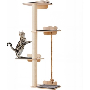 image:imageVEVOR Wall Mounted Cat Shelves Perches with Jumping Boards Hammock Sofa Cat Furniture and Shelves up to 40 lbs for Sleeping Playing Climbing Set of 6Fixed
