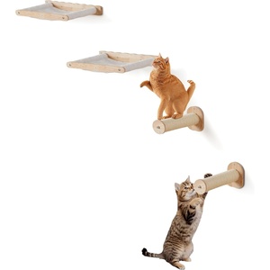 image:imageVEVOR Wall Mounted Cat Shelves Perches with Jumping Boards Hammock Sofa Cat Furniture and Shelves up to 40 lbs for Sleeping Playing Climbing Set of 6Free