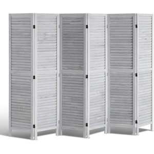 image:imageVEVOR Wood Room Divider 4 Panel Folding Privacy Screen 669 Inches Tall Indoor Wooden Partition Portable Decoration Screen for Room Separation Home Office Restaurant amp Bedroom Light GreyLight Grey