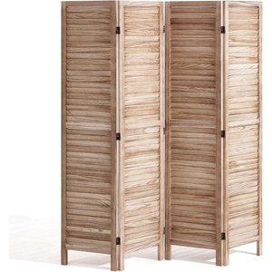 image:imageVEVOR Wood Room Divider 4 Panel Folding Privacy Screen 669 Inches Tall Indoor Wooden Partition Portable Decoration Screen for Room Separation Home Office Restaurant amp Bedroom Light GreyNatural