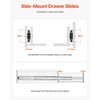 image:imageVEVOR Soft Close Drawer Slides 10 Pairs 22 Inch Heavy Duty Full Extension Side Mount Ball Bearing Drawer Glides Kitchen Cabinet Rails 100LB Load CapacityStandard