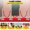 image:imageVEVOR Stanchions and Velvet Ropes 4Pcs Solid Base with Stainless Steel Post 5ft Red Velvet Ropes and Posts Crowd Control Barriers Gold Stanchions Red Carpet Runner Poles for Party SuppliesSilver