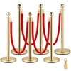 image:imageVEVOR Stanchions and Velvet Ropes 4Pcs Solid Base with Stainless Steel Post 5ft Red Velvet Ropes and Posts Crowd Control Barriers Gold Stanchions Red Carpet Runner Poles for Party SuppliesGold