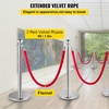 image:imageVEVOR Stanchions and Velvet Ropes 4Pcs Solid Base with Stainless Steel Post 5ft Red Velvet Ropes and Posts Crowd Control Barriers Gold Stanchions Red Carpet Runner Poles for Party SuppliesSilver