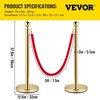 image:imageVEVOR Stanchions and Velvet Ropes 4Pcs Solid Base with Stainless Steel Post 5ft Red Velvet Ropes and Posts Crowd Control Barriers Gold Stanchions Red Carpet Runner Poles for Party SuppliesGold