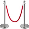 image:imageVEVOR Stanchions and Velvet Ropes 4Pcs Solid Base with Stainless Steel Post 5ft Red Velvet Ropes and Posts Crowd Control Barriers Gold Stanchions Red Carpet Runner Poles for Party SuppliesSilver