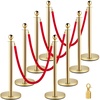 image:imageVEVOR Stanchions and Velvet Ropes 4Pcs Solid Base with Stainless Steel Post 5ft Red Velvet Ropes and Posts Crowd Control Barriers Gold Stanchions Red Carpet Runner Poles for Party SuppliesGold