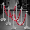 image:imageVEVOR Stanchions and Velvet Ropes 4Pcs Solid Base with Stainless Steel Post 5ft Red Velvet Ropes and Posts Crowd Control Barriers Gold Stanchions Red Carpet Runner Poles for Party SuppliesSilver