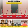 image:imageVEVOR Stanchions and Velvet Ropes 4Pcs Solid Base with Stainless Steel Post 5ft Red Velvet Ropes and Posts Crowd Control Barriers Gold Stanchions Red Carpet Runner Poles for Party SuppliesSilver