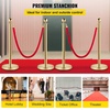 image:imageVEVOR Stanchions and Velvet Ropes 4Pcs Solid Base with Stainless Steel Post 5ft Red Velvet Ropes and Posts Crowd Control Barriers Gold Stanchions Red Carpet Runner Poles for Party SuppliesGold