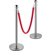 image:imageVEVOR Stanchions and Velvet Ropes 4Pcs Solid Base with Stainless Steel Post 5ft Red Velvet Ropes and Posts Crowd Control Barriers Gold Stanchions Red Carpet Runner Poles for Party SuppliesSilver