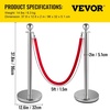 image:imageVEVOR Stanchions and Velvet Ropes 4Pcs Solid Base with Stainless Steel Post 5ft Red Velvet Ropes and Posts Crowd Control Barriers Gold Stanchions Red Carpet Runner Poles for Party SuppliesSilver