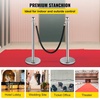 image:imageVEVOR Stanchions and Velvet Ropes 4Pcs Solid Base with Stainless Steel Post 5ft Red Velvet Ropes and Posts Crowd Control Barriers Gold Stanchions Red Carpet Runner Poles for Party SuppliesSilver