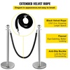 image:imageVEVOR Stanchions and Velvet Ropes 4Pcs Solid Base with Stainless Steel Post 5ft Red Velvet Ropes and Posts Crowd Control Barriers Gold Stanchions Red Carpet Runner Poles for Party SuppliesSilver