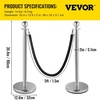 image:imageVEVOR Stanchions and Velvet Ropes 4Pcs Solid Base with Stainless Steel Post 5ft Red Velvet Ropes and Posts Crowd Control Barriers Gold Stanchions Red Carpet Runner Poles for Party SuppliesSilver