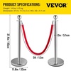 image:imageVEVOR Stanchions and Velvet Ropes 4Pcs Solid Base with Stainless Steel Post 5ft Red Velvet Ropes and Posts Crowd Control Barriers Gold Stanchions Red Carpet Runner Poles for Party SuppliesSilver
