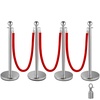 image:imageVEVOR Stanchions and Velvet Ropes 4Pcs Solid Base with Stainless Steel Post 5ft Red Velvet Ropes and Posts Crowd Control Barriers Gold Stanchions Red Carpet Runner Poles for Party SuppliesSilver