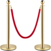 image:imageVEVOR Stanchions and Velvet Ropes 4Pcs Solid Base with Stainless Steel Post 5ft Red Velvet Ropes and Posts Crowd Control Barriers Gold Stanchions Red Carpet Runner Poles for Party SuppliesGold