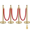 image:imageVEVOR Stanchions and Velvet Ropes 4Pcs Solid Base with Stainless Steel Post 5ft Red Velvet Ropes and Posts Crowd Control Barriers Gold Stanchions Red Carpet Runner Poles for Party SuppliesGold